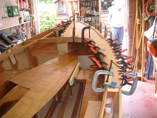 A total of 38 clamps hold down the starboard deck.