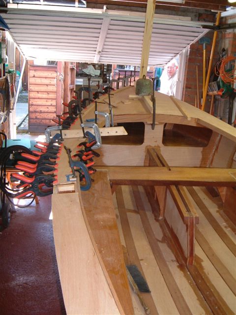 Port deck glued and clamped.