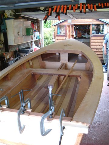 Starboard deck and rubbing stip sanded ready for varnish.